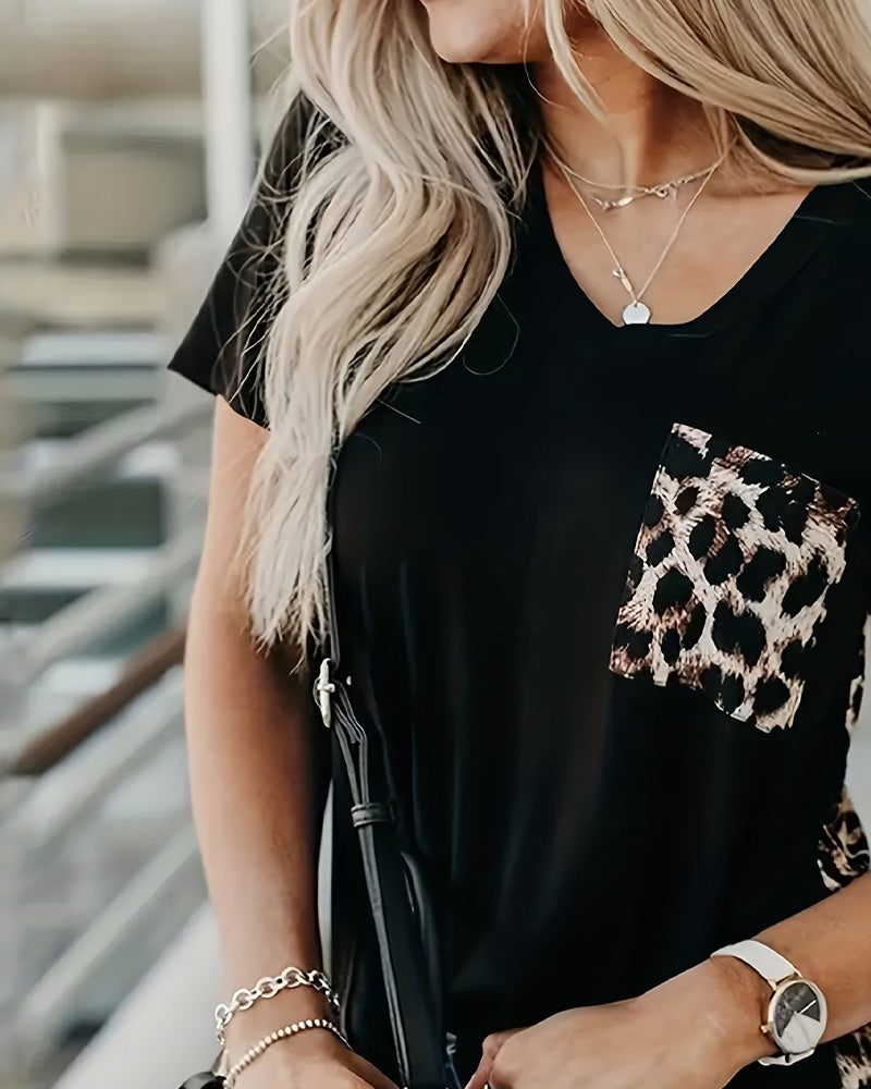 T-Shirt Leopardenmuster Kurzarm