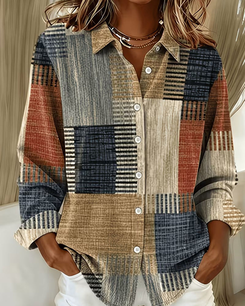 Hemd Vintage Gewaschen Print Revers