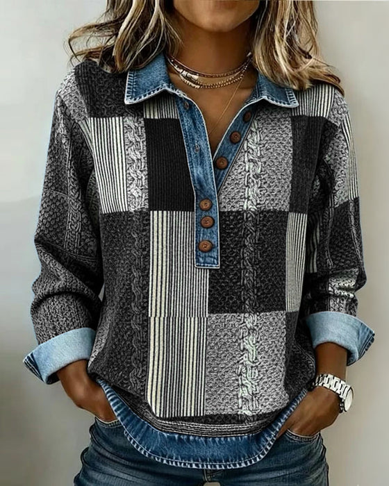 Sweatshirt mit langen Ärmeln und Colorblock-Print