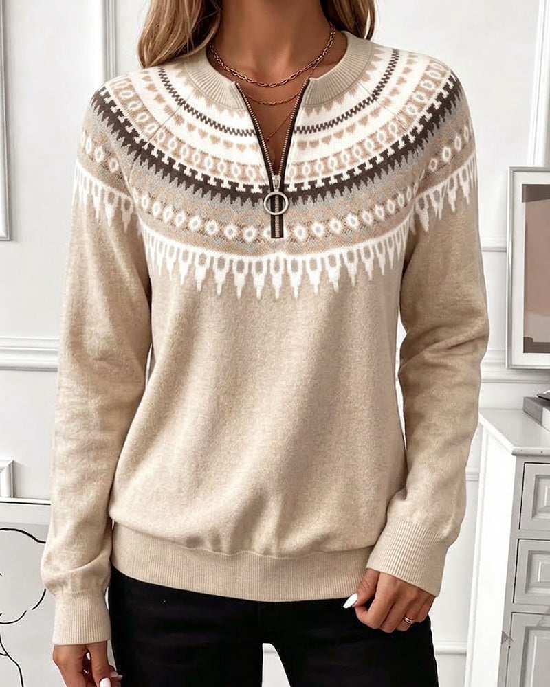 Sweatshirts Farbblock Reißverschluss Langarm