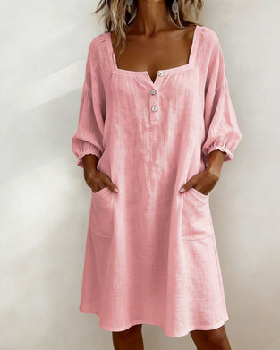 Kleid Quadratischer Ausschnitt Puffärmel