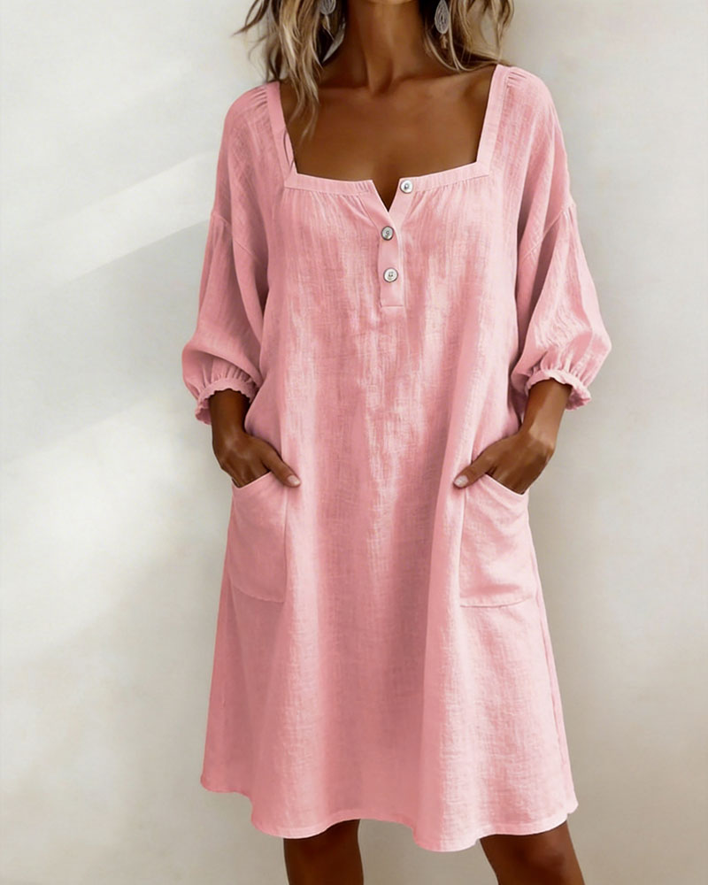 Kleid Quadratischer Ausschnitt Puffärmel