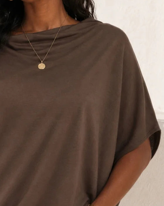 Bluse Drapierter Kragen Einfarbig