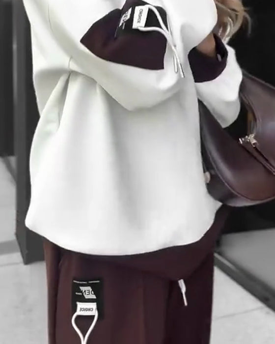 Color Block Sweatshirt Und Jogginghose Set