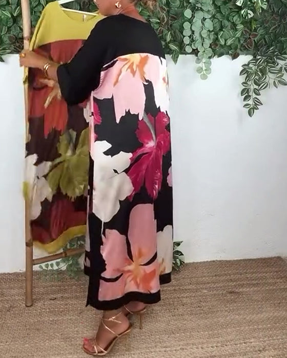 Kleid lässig locker Rundhals bedruckt