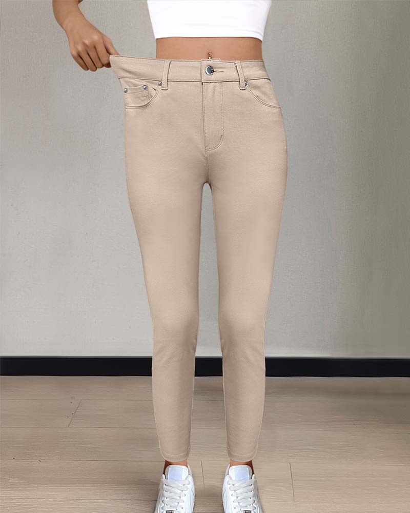 Hose Damen Tasche Einfarbig Skinny Lässig