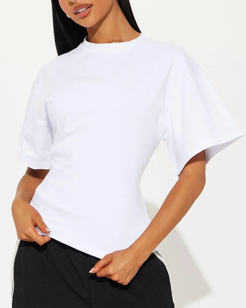 T-Shirts Locker Drop Schulter Rückseite Reißverschluss