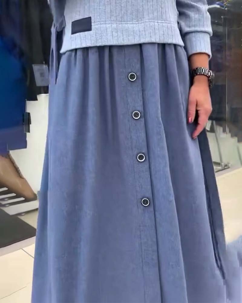 Kleid Casual Colorblocking Rundhalsausschnitt