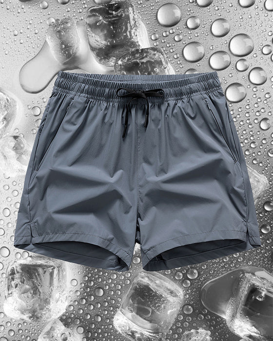 Shorts Männer Elastischer Bund Tasche Schnelltrocknend Eis-Seide Sport