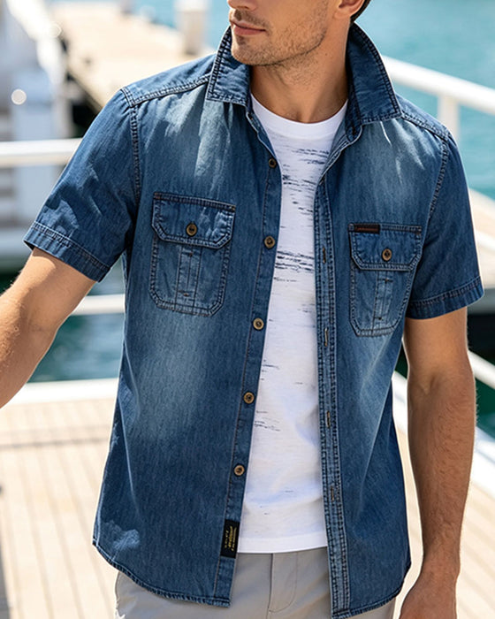 Hemd Denim Kurzarm Herren
