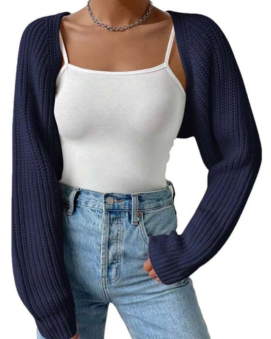 Cardigan Einfarbig Langarm Kurz