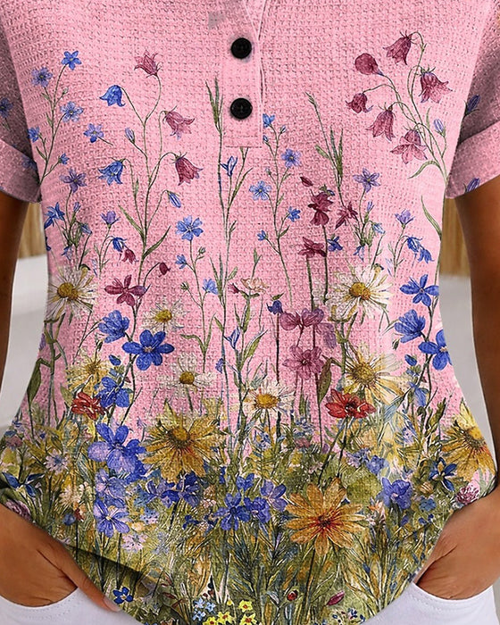 Oberteil Henley Wildblume Daisy Waffel