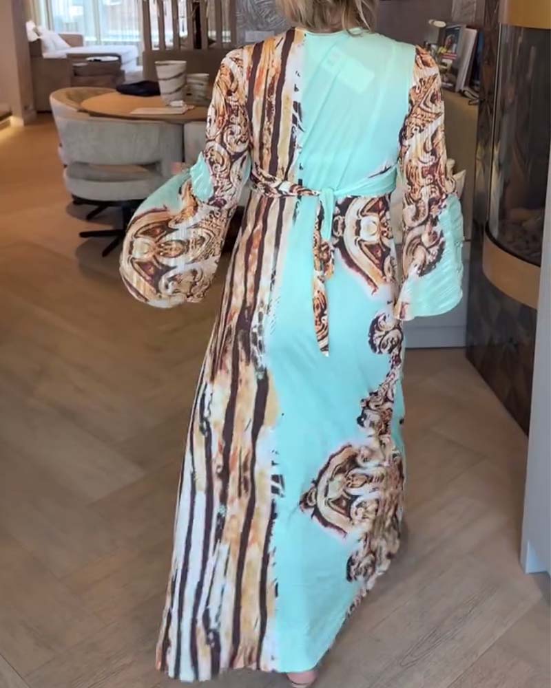 Kleid V-Ausschnitt bedruckt bequem casual