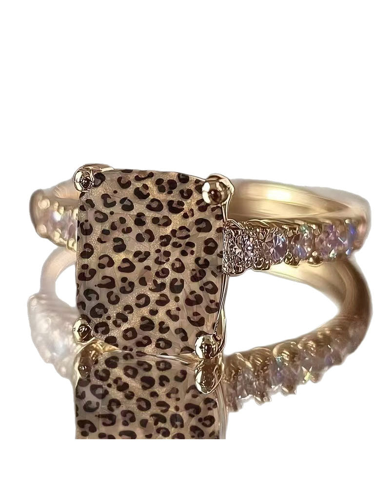 Ring Leopardenprint Quadratisch Statement
