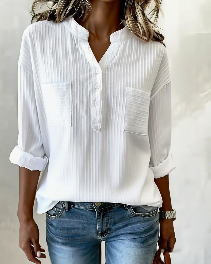 Hemd Vertikal Waffel Henley Kragen Doppelt Tasche