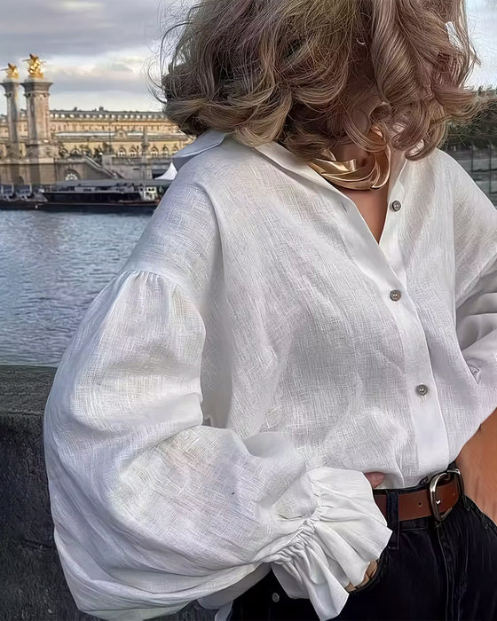 Hemd lockere Passform Rüschen-Schulterärmel