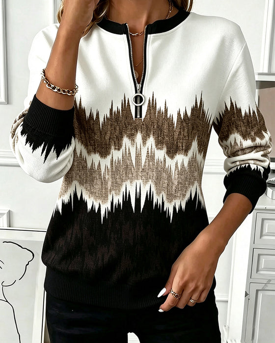 Sweatshirt Casual Bedruckt Langarm