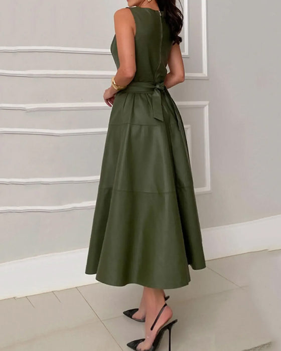 Kleid Rundhals Ärmellos A-Linie
