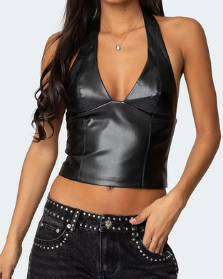 Tank Top Stilvoll Halter V-Ausschnitt