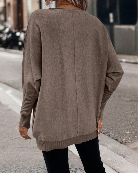 Pullover Mit Lose Passform, Fledermausarmen Und Taschen