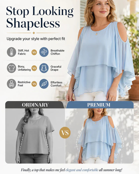 Bluse Rundhals Off-Shoulder Asymmetrisch