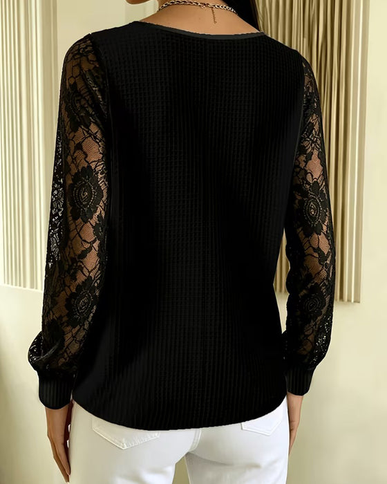 Bluse Stilvoll Rundhals Langarm