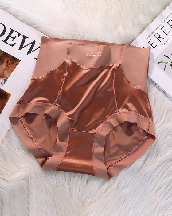 Damen hohe Taille Eisseide Satin nahtlose sexy Slip mit Po-Lift und Bauchkontrolle