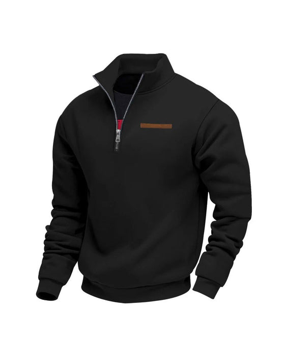 Sweatshirt Unifarbe Stehkragen Reißverschluss