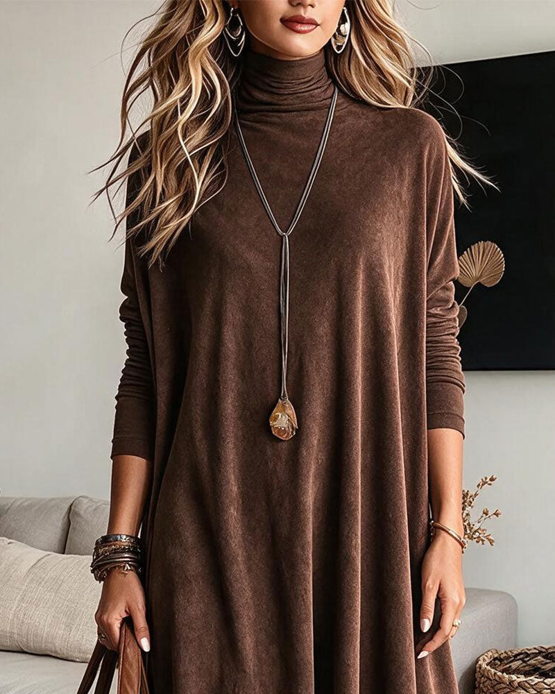 Kleid Hoher Kragen Locker A Saum Spitze