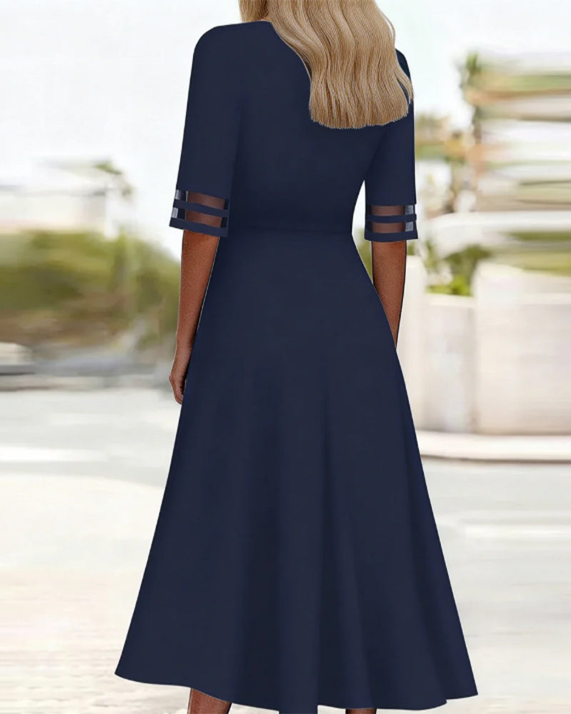 Kleider V-Ausschnitt Uni A-Linie
