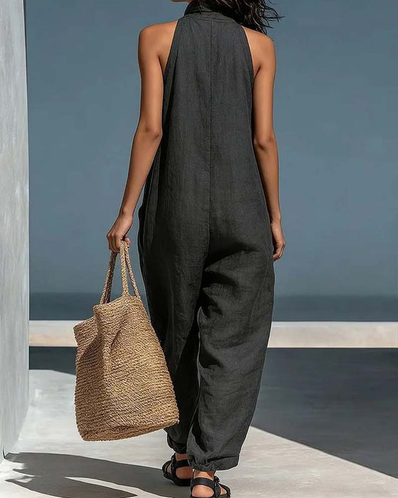 Jumpsuit Halter Ausschnitt Ärmellos