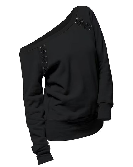 Bluse Stilvoll Ein-Schulter Binden