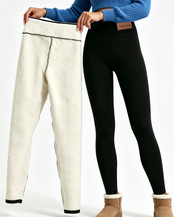 Leggings Fleece-Gefüttert Uni Tasche