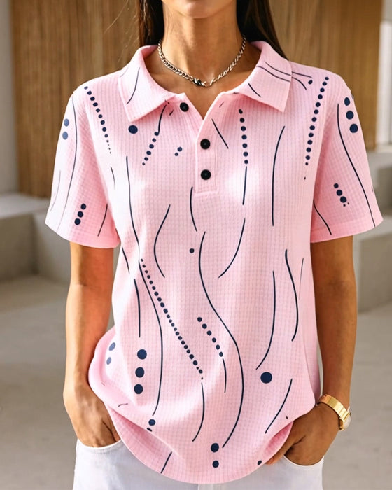 Bluse Polo Kragen Linie Knopf