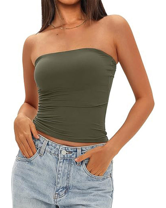 Tank Top Trägerlos Kurz Enganliegend