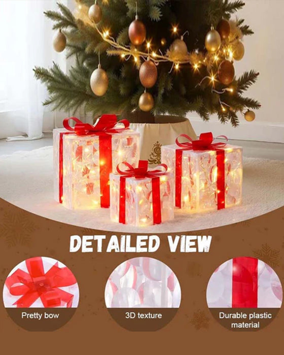 Weihnachtsdekoration In Form Von Leuchtenden Geschenkboxen