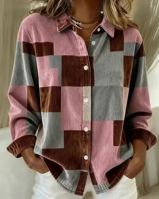 Modisches Cordhemd Mit Reverskragen