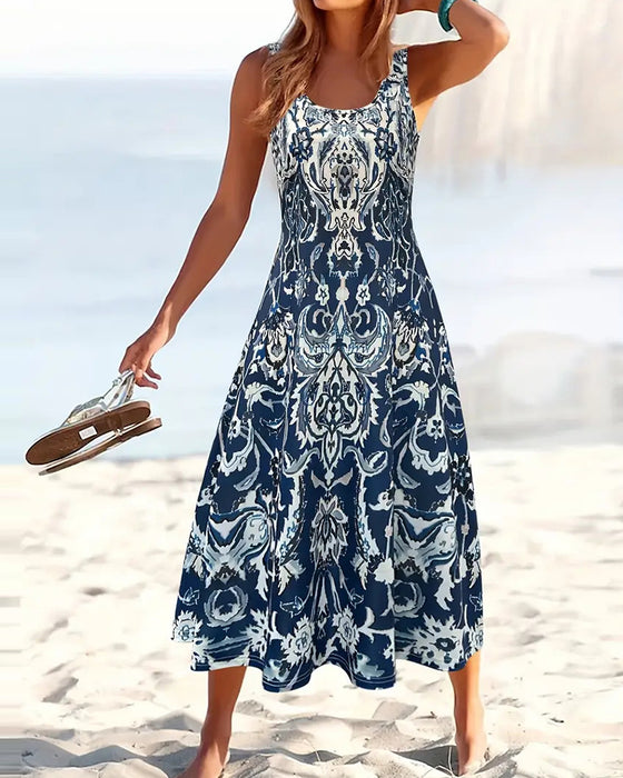 Kleid Urlaub ärmellos modischer Druck