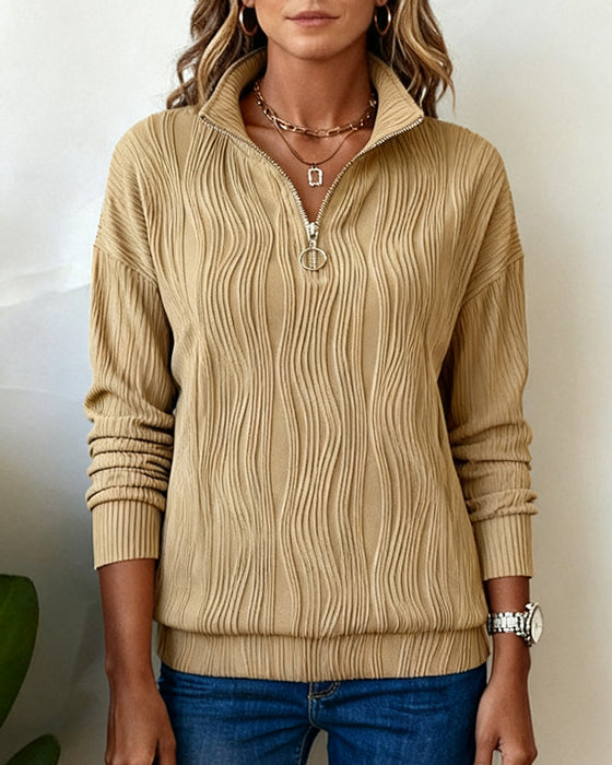 Sweatshirt Stehkragen plissiert vielseitig