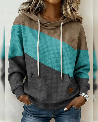 Langarm Kapuzenpullover mit Colorblocking
