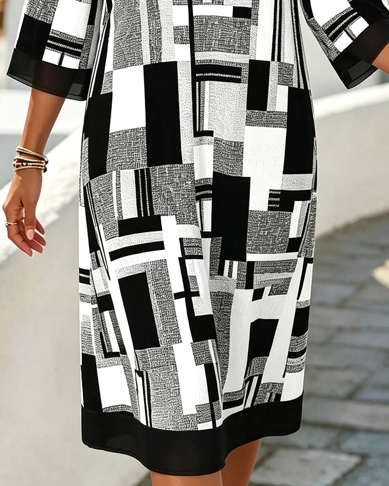 Kleid Geometrisch Print Lässig