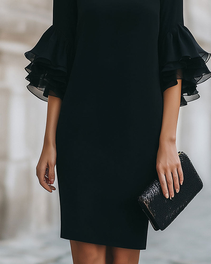 Kleid Geschichtet Ausgestellt Ärmel Slim