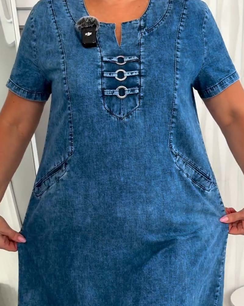 Kleid Metall Schnalle Dekor
