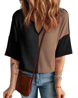 T-Shirt Colorblock Waffelstrick