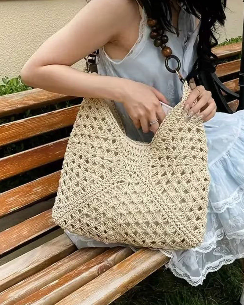 Tasche Ein Schulter Stroh