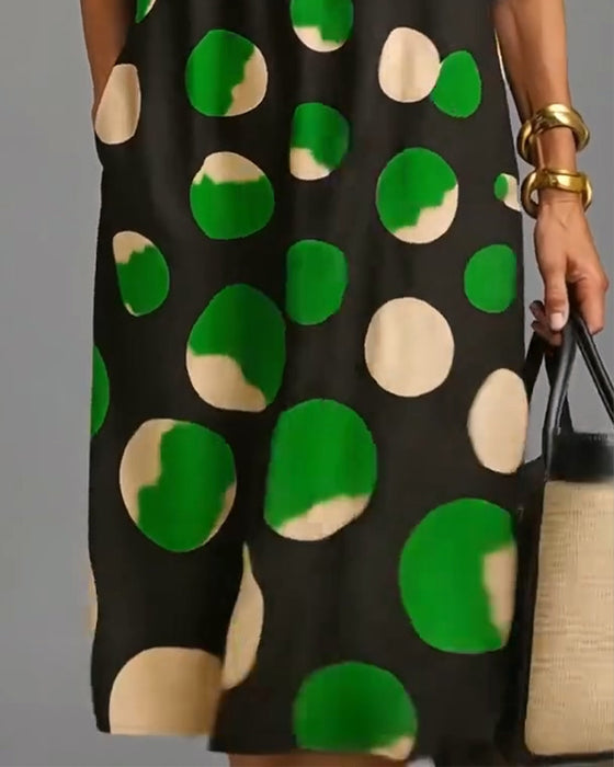 Kleid Geknöpft Tupfen Tasche