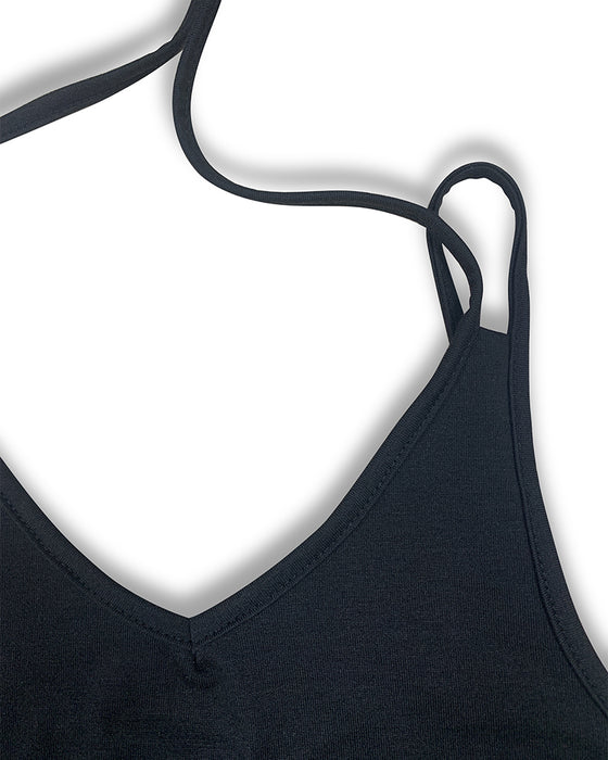 Kleid V-Ausschnitt Träger Schlitz Bedruckt