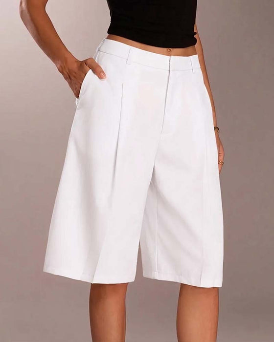 Blazer Hose Bermuda Gerades Bein Tasche Lässig
