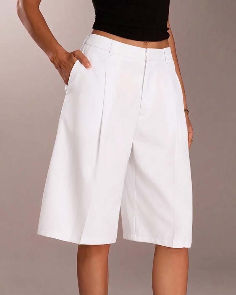Blazer Hose Bermuda Gerades Bein Tasche Lässig