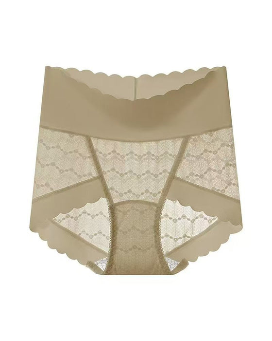 Atmungsfreie Nahtlose High-Waist Spitzen Slip